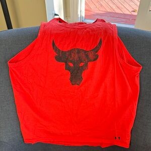 Under Armour Red Tank Top project Rick in great shape with Bull Graphic